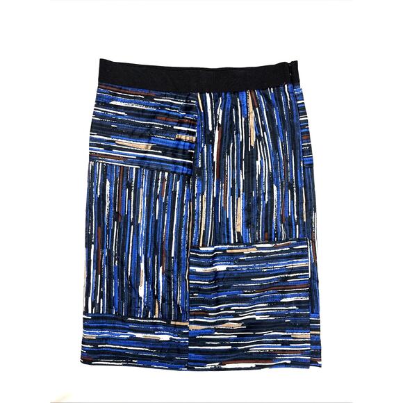 Ann Taylor Skirt Womens Petite Size 0 Geometric Print Multicolor Blue - Picture 1 of 9